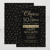 ANY Birthday Cheers Elegant Zwart & Goud Confetti Kaart (Voorkant / Achterkant)