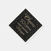 ANY Birthday Cheers Elegant Zwart & Goud Confetti Servet (Hoek)