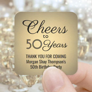 ANY Birthday Cheers Elegant Zwart & Goud Faux Foli Vierkante Sticker