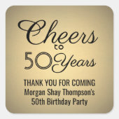 ANY Birthday Cheers Elegant Zwart & Goud Faux Foli Vierkante Sticker (Voorkant)