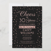 ANY Birthday Cheers Elegant Zwart & Roze Confetti Kaart (Voorkant)