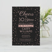 ANY Birthday Cheers Elegant Zwart & Roze Confetti Kaart (Staand voorkant)