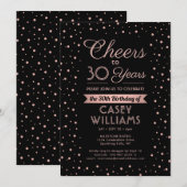 ANY Birthday Cheers Elegant Zwart & Roze Confetti Kaart (Voorkant / Achterkant)