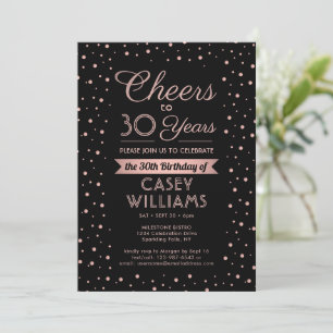 ANY Birthday Cheers Elegant Zwart & Roze Confetti Kaart