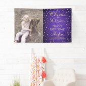 ANY Birthday Cheers Geborsteld Paarse & Goud 1 Fot Spandoek (Insitu)