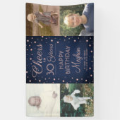 ANY Birthday Cheers Navy Blue en Roze 4 Foto Spandoek (Verticaal)