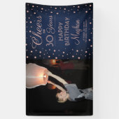 ANY Birthday Cheers Navy en Roze Confetti 1 Foto Spandoek (Verticaal)