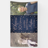 ANY Birthday Cheers Navy en Roze Confetti 2 Foto Spandoek (Verticaal)