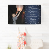 ANY Birthday Cheers Navy & Silver Confetti 1 Foto Spandoek (Insitu)