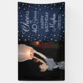 ANY Birthday Cheers Navy & Silver Confetti 1 Foto Spandoek (Verticaal)