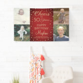 ANY Birthday Cheers Rood en Goud Confetti 4 Foto Spandoek (Insitu)