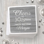ANY Birthday Cheers Rustic Wood Elegant Gray White Servet<br><div class="desc">Add an elegant personalized touch to birthday party decorations with these stylish vals grey wood paper napkins. Modern design script calligraphy editable "Cheers to 30 Years" on a rustic gray wood look background. This template is set up for a 30th birthday celebration, but is Simple to customize to a different...</div>
