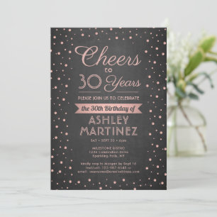 ANY Birthday Cheers Zwart Chalkboard Roze Confetti Kaart