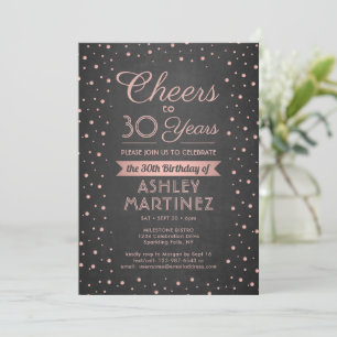 ANY Birthday Cheers Zwart Chalkboard Roze Confetti Kaart