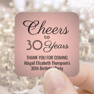 ANY Birthday Cheers Zwart en Roos Gold Faux Folie Vierkante Sticker