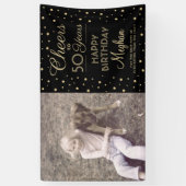 ANY Birthday Cheers Zwart & Goud Confetti 1 Foto Spandoek (Verticaal)