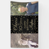 ANY Birthday Cheers Zwart & Goud Confetti 2 Foto Spandoek (Verticaal)