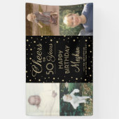 ANY Birthday Cheers Zwart & Goud Confetti 4 Foto Spandoek (Verticaal)