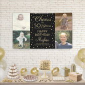 ANY Birthday Cheers Zwart & Goud Confetti 4 Foto Spandoek