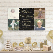 ANY Birthday Cheers Zwart & Goud Confetti 4 Foto
