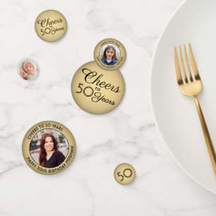 ANY Birthday Cheers Zwart & Goud Faux Folie 3 Foto Confetti