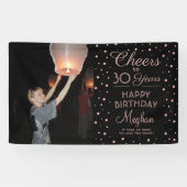 ANY Birthday Cheers Zwart & Roze Confetti 1 Foto Spandoek (Horizontaal)
