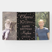 ANY Birthday Cheers Zwart & Roze Confetti 2 Foto Spandoek (Horizontaal)