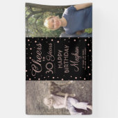 ANY Birthday Cheers Zwart & Roze Confetti 2 Foto Spandoek (Verticaal)