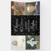 ANY Birthday Cheers Zwart & Wit Confetti 4 Foto Spandoek (Verticaal)