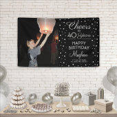 ANY Birthday Cheers Zwart Zilver Confetti 1 Foto Spandoek
