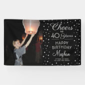 ANY Birthday Cheers Zwart Zilver Confetti 1 Foto Spandoek (Horizontaal)