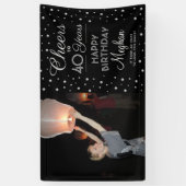 ANY Birthday Cheers Zwart Zilver Confetti 1 Foto Spandoek (Verticaal)