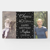 ANY Birthday Cheers Zwart Zilver Confetti 2 Foto Spandoek (Horizontaal)