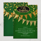 Any Birthday Emerald Gold Pennant Banner Confetti Kaart (Voorkant / Achterkant)