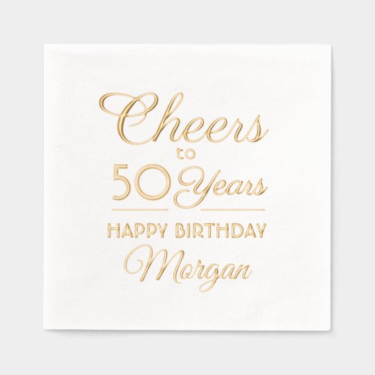 ANY Birthday juicht elegante klassieke script echt Folie Servetten (Voorkant)