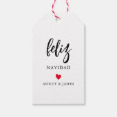 Any Color Hart Feliz Navidad, Minimalistisch Moder Cadeaulabel (Voorkant)