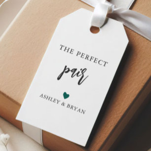 Any Color Heart The Perfect Pair Tag, Chopstick Cadeaulabel