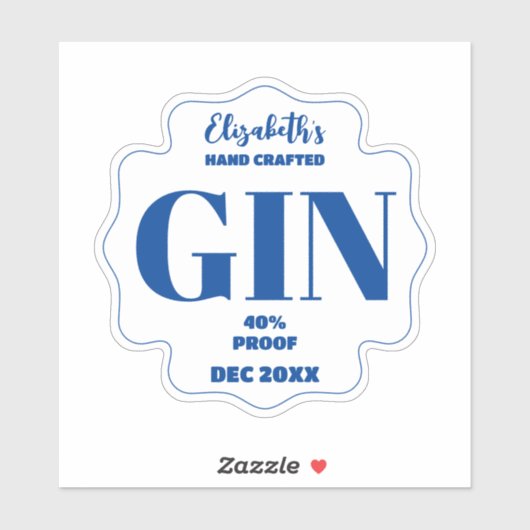 Any Color Personalised Gin Sticker (Vel)