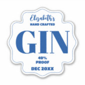 Any Color Personalised Gin Sticker (Voorkant)