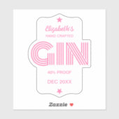 Any Color Personalised Gin Sticker (Vel)