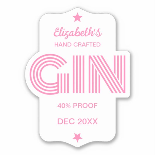Any Color Personalised Gin Sticker (Voorkant)