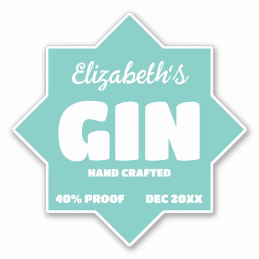 Any Color Personalised Gin Sticker (Voorkant)