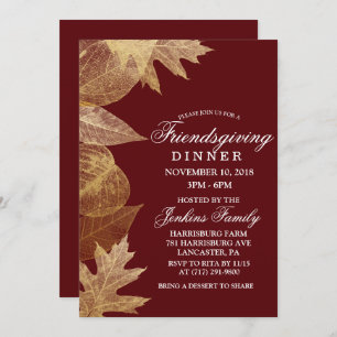 ANY COLOR - Vriendsgiving Diner Bladeren Uitnodigi Kaart