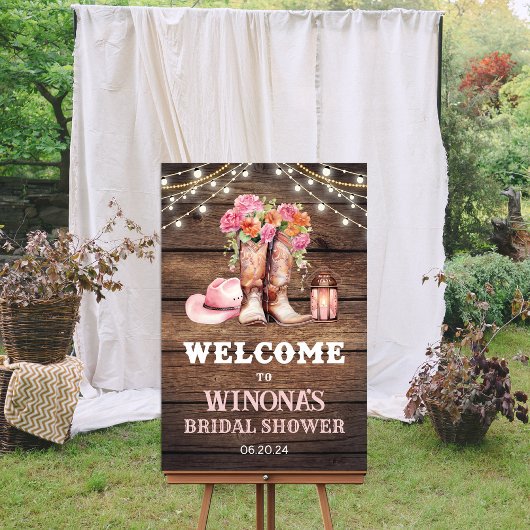 ANY EVENT - Cowgirl Boot Floral Western bord Poster