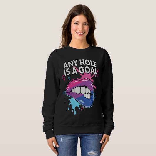 Any Hole Is A Goal Bisexual Rainbow Pride Bisexual Trui (Voorkant volledig)
