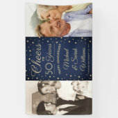 ANY Jubileum Cheers 2 foto Navy blauw en goud Spandoek (Verticaal)