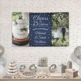 ANY Jubileum Cheers 2 Foto Navy Blauw en Wit Spandoek