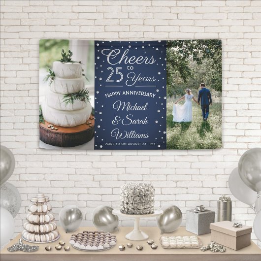 ANY Jubileum Cheers 2 Foto Navy Blauw en Wit Spandoek