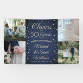 ANY Jubileum Cheers 4 Foto Navy Blauw en Goud Spandoek (Horizontaal)