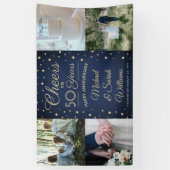 ANY Jubileum Cheers 4 Foto Navy Blauw en Goud Spandoek (Verticaal)
